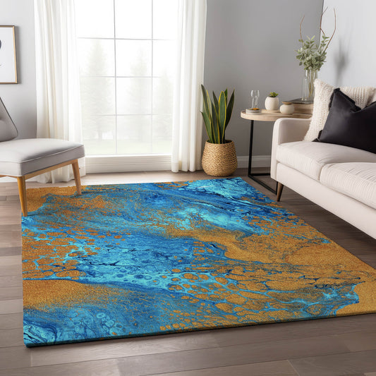 Addison Rugs Mayfield AMF53CO 8 x 10 (ft) Loomed Polyester Cobalt Rectangular Indoor Abstract Machine washable Pet Friendly Area rug