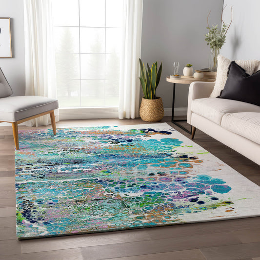 Addison Rugs Mayfield AMF65MR 8 x 10 (ft) Loomed Polyester Mermaid Rectangular Indoor Abstract Machine washable Pet Friendly Area rug
