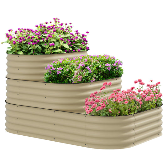 Zeus & Ruta 49.37-cu ft 43-in W x 62.25-in L x 32.25-in H Cream White Metal Raised Garden Bed