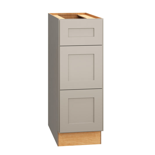 RELIABILT Pinnacle 12-in W x 34.5-in H x 24-in D Gray 3 -Drawers Drawer Base Fully Assembled Plywood Cabinet Recessed Panel Shaker