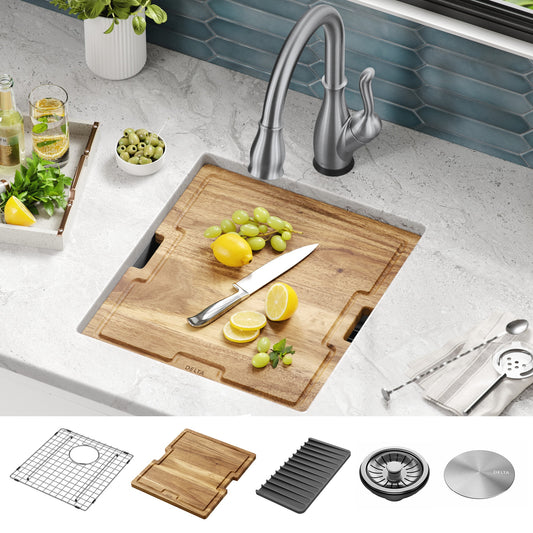 Delta 17-in L x 19-in W Stainless steel Undermount Commercial/Residential Bar Sink