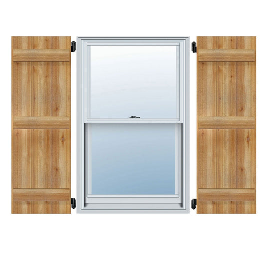 Ekena Millwork 32.25-in W x 55-in H Unfinished Paintable/Stainable Board and batten Wood Exterior Shutters ( 2 -Pack )