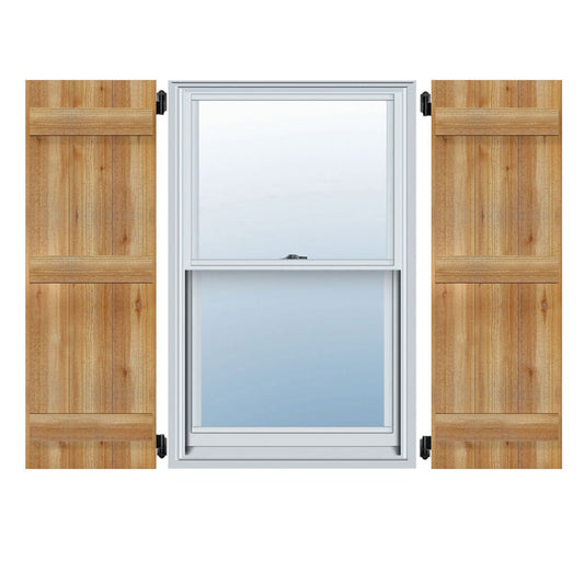 Ekena Millwork 32.25-in W x 80-in H Unfinished Paintable/Stainable Board and batten Wood Exterior Shutters ( 2 -Pack )