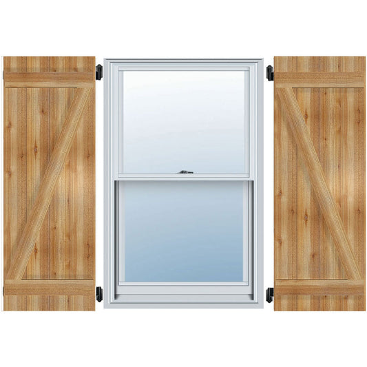 Ekena Millwork 16.125-in W x 69-in H Unfinished Paintable/Stainable Board and batten Z-bar Wood Exterior Shutters ( 2 -Pack )