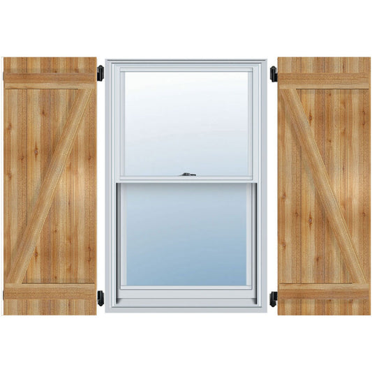 Ekena Millwork 26.875-in W x 78-in H Unfinished Paintable/Stainable Board and batten Z-bar Wood Exterior Shutters ( 2 -Pack )