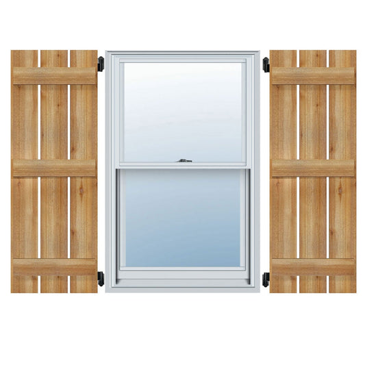 Ekena Millwork 28.875-in W x 77-in H Unfinished Paintable/Stainable Board and batten Spaced Wood Exterior Shutters ( 2 -Pack )