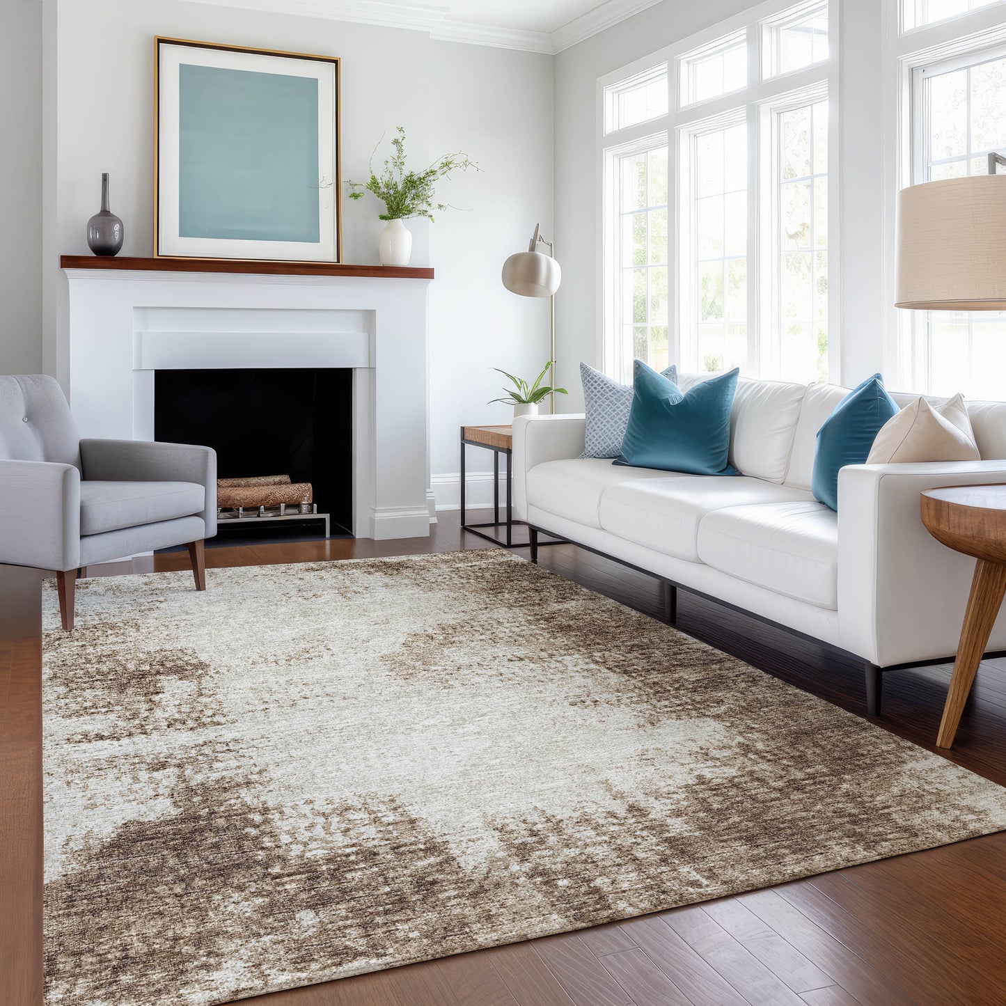 Addison Rugs Mayfield AMF34BR 9 x 12 (ft) Loomed Polyester Brown Rectangular Indoor Abstract Machine washable Pet Friendly Area rug