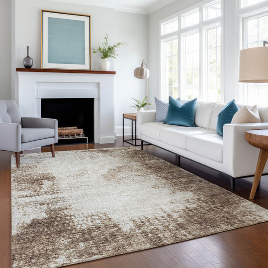 Addison Rugs Mayfield AMF34BR 9 x 12 (ft) Loomed Polyester Brown Rectangular Indoor Abstract Machine washable Pet Friendly Area rug