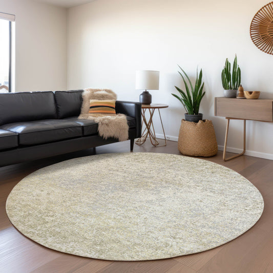 Addison Rugs Mayfield AMF36BE 8 x 8 (ft) Loomed Polyester Beige Round Indoor Abstract Machine washable Pet Friendly Area rug