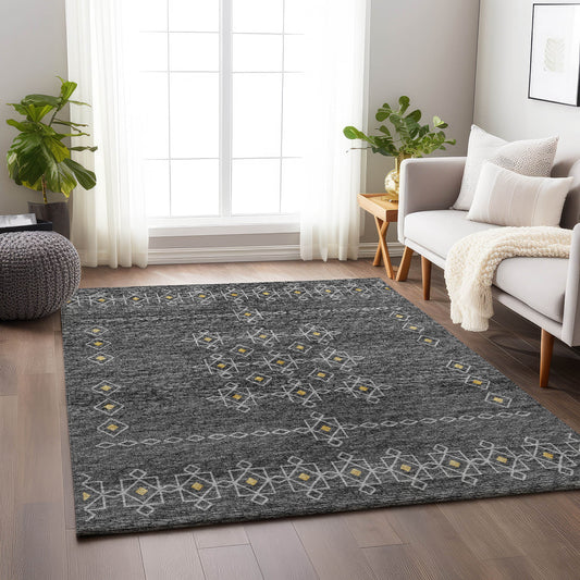 Addison Rugs Mayfield AMF109GR 8 x 10 (ft) Loomed Polyester Gray Rectangular Indoor Abstract Machine washable Pet Friendly Area rug
