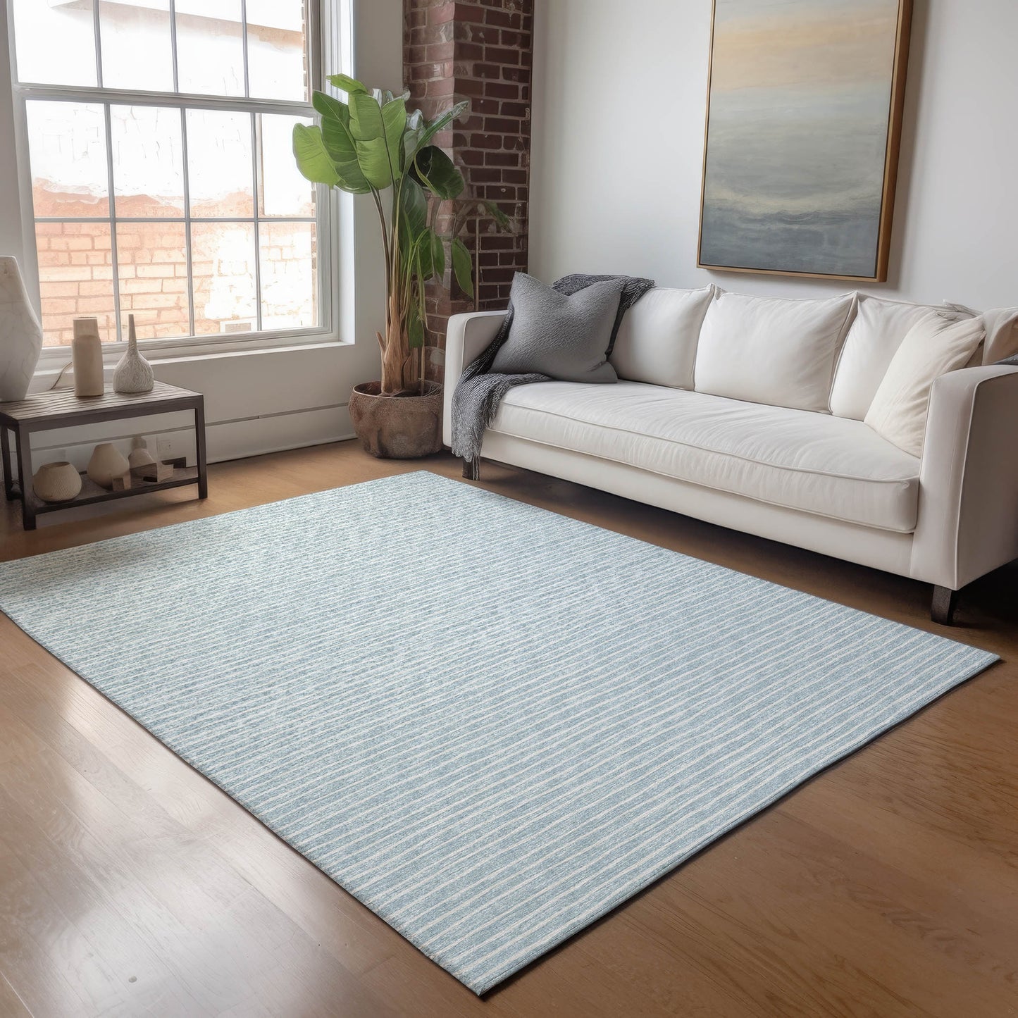 Addison Rugs Mayfield AMF138SK 9 x 12 (ft) Loomed Polyester Sky Rectangular Indoor Geometric Machine washable Pet Friendly Area rug