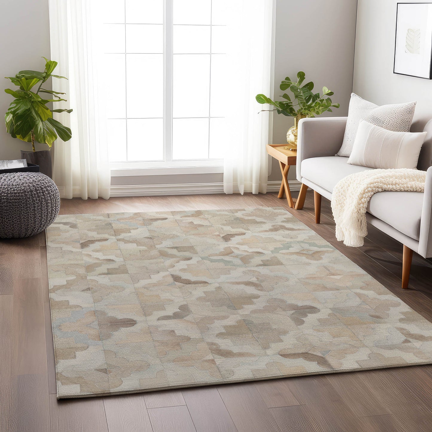 Addison Rugs Mayfield AMF103IV 9 x 12 (ft) Loomed Polyester Ivory Rectangular Indoor Abstract Machine washable Pet Friendly Area rug