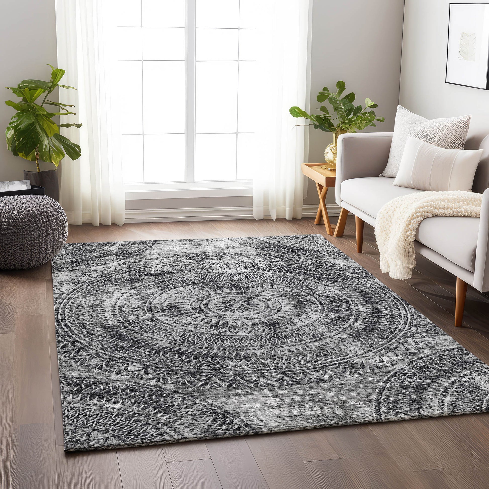 Addison Rugs Mayfield AMF113GR 8 x 10 (ft) Loomed Polyester Gray Rectangular Indoor Geometric Machine washable Pet Friendly Area rug