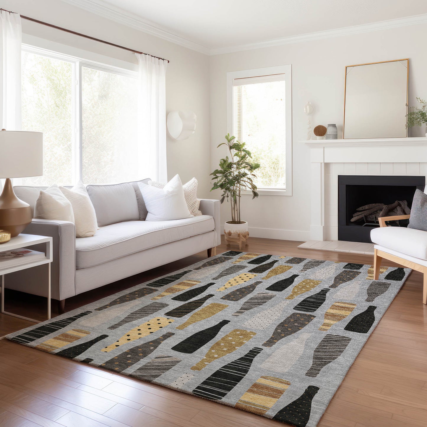 Addison Rugs Mayfield AMF167GY 9 x 12 (ft) Loomed Polyester Gray Rectangular Indoor Geometric Machine washable Pet Friendly Area rug