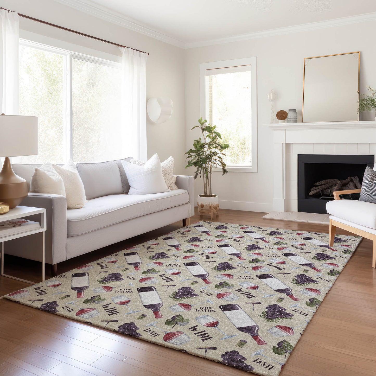 Addison Rugs Mayfield AMF169IV 8 x 10 (ft) Loomed Polyester Ivory Rectangular Indoor Geometric Machine washable Pet Friendly Area rug