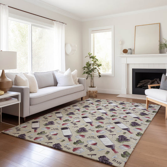 Addison Rugs Mayfield AMF169IV 8 x 10 (ft) Loomed Polyester Ivory Rectangular Indoor Geometric Machine washable Pet Friendly Area rug