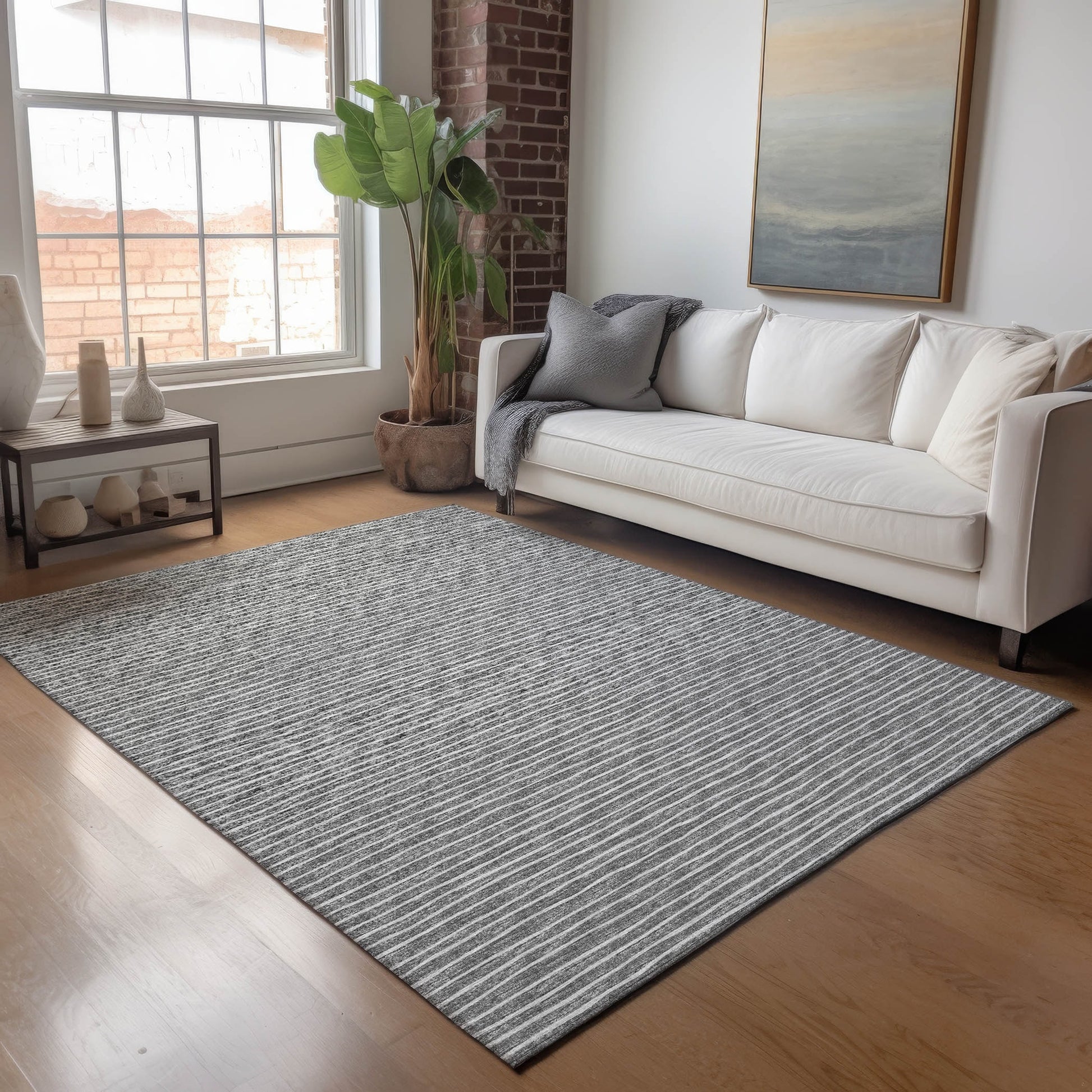 Addison Rugs Mayfield AMF138GY 9 x 12 (ft) Loomed Polyester Gray Rectangular Indoor Geometric Machine washable Pet Friendly Area rug