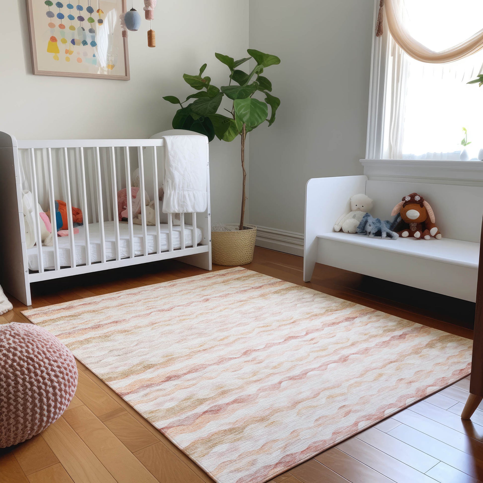 Addison Rugs Mayfield AMF195PH 8 x 10 (ft) Loomed Polyester Peach Rectangular Indoor Geometric Machine washable Pet Friendly Area rug