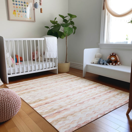 Addison Rugs Mayfield AMF195PH 8 x 10 (ft) Loomed Polyester Peach Rectangular Indoor Geometric Machine washable Pet Friendly Area rug