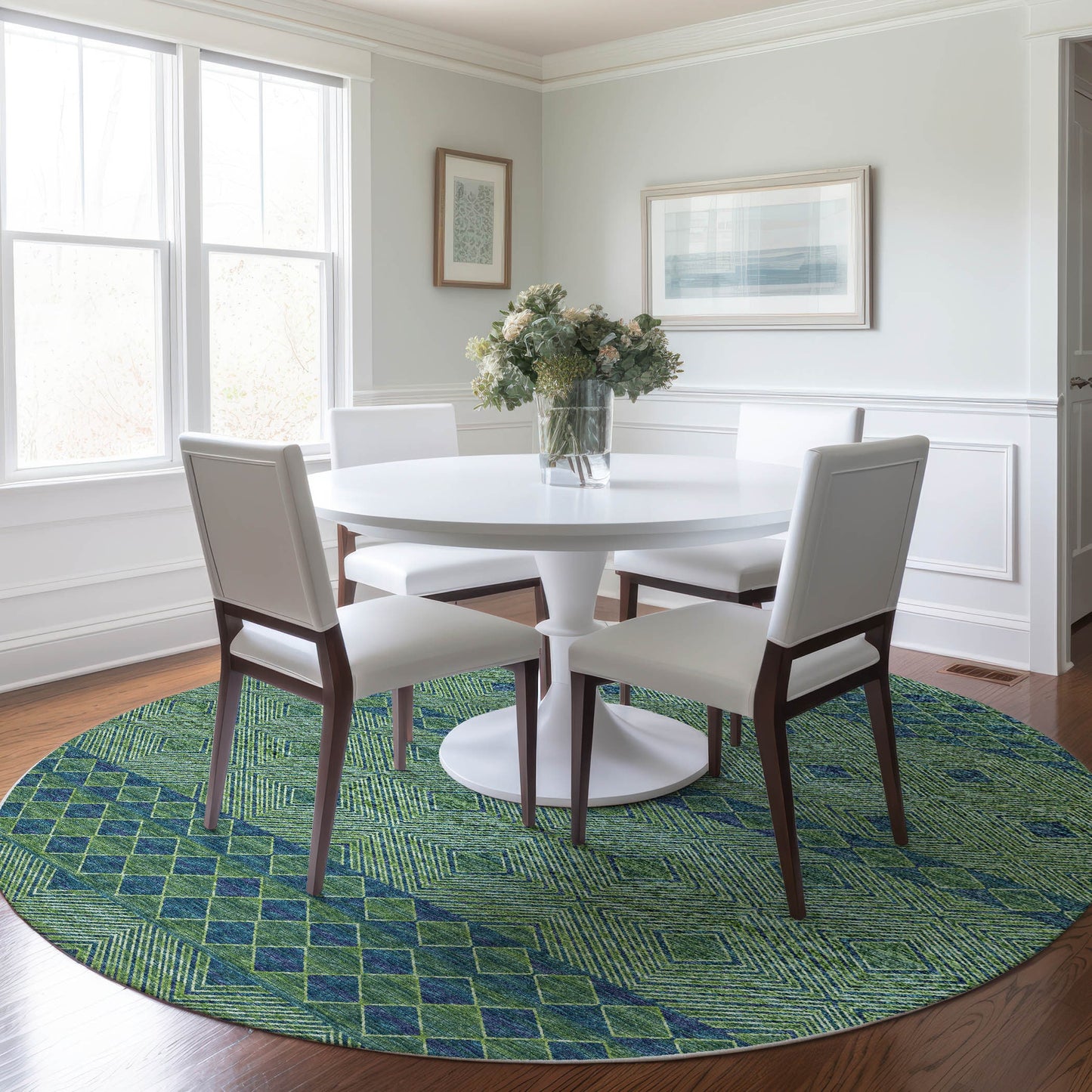 Addison Rugs Mayfield AMF107GN 8 x 8 (ft) Loomed Polyester Green Round Indoor Abstract Machine washable Pet Friendly Area rug