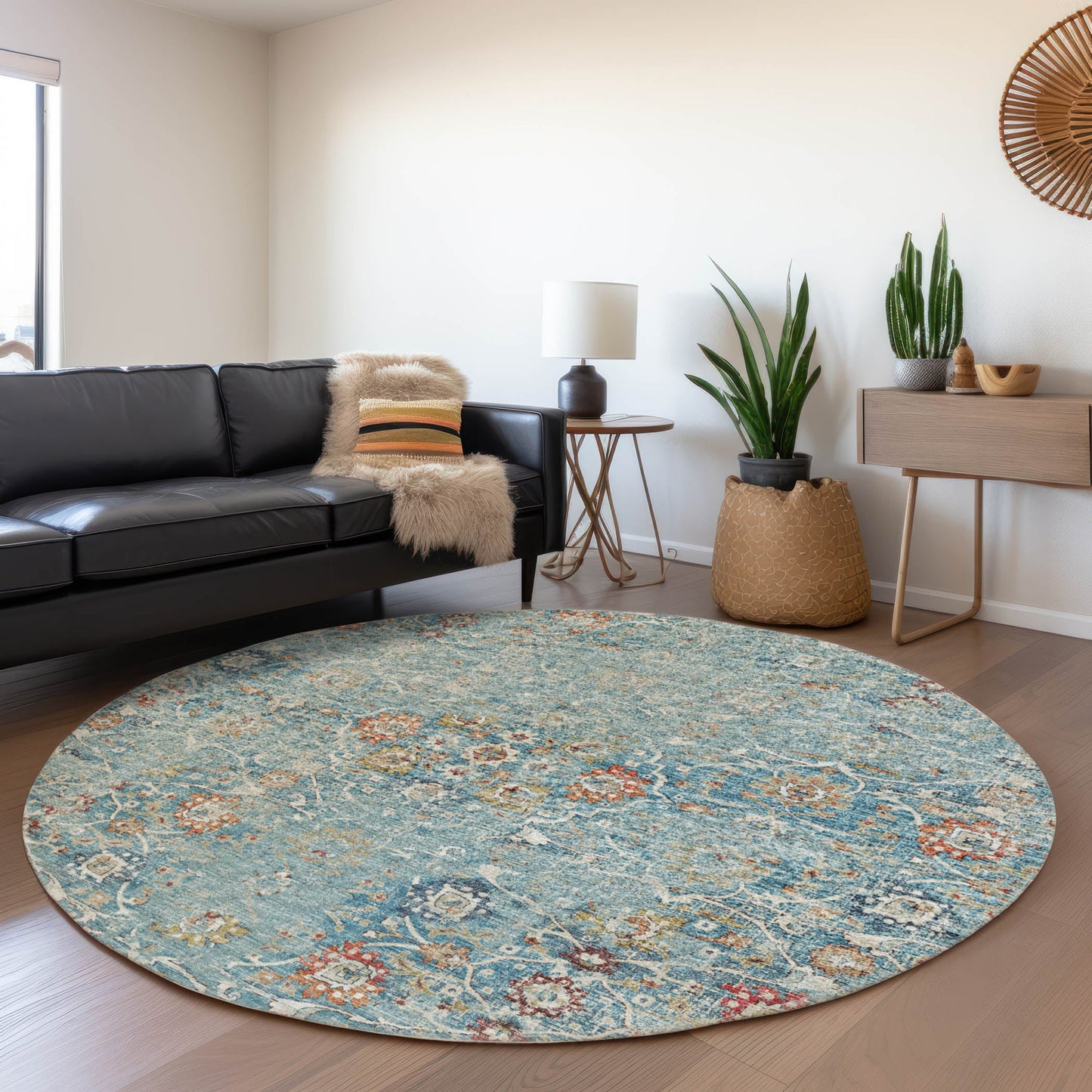 Addison Rugs Mayfield AMF92MU 8 x 8 (ft) Loomed Polyester Multi Round Indoor Abstract Machine washable Pet Friendly Area rug