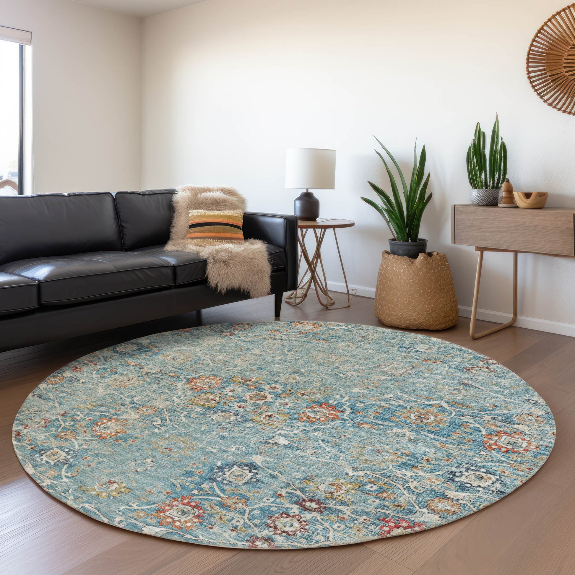 Addison Rugs Mayfield AMF92MU 8 x 8 (ft) Loomed Polyester Multi Round Indoor Abstract Machine washable Pet Friendly Area rug