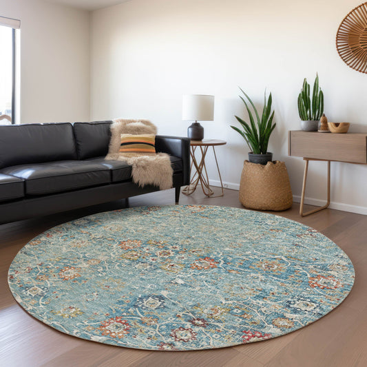 Addison Rugs Mayfield AMF92MU 8 x 8 (ft) Loomed Polyester Multi Round Indoor Abstract Machine washable Pet Friendly Area rug