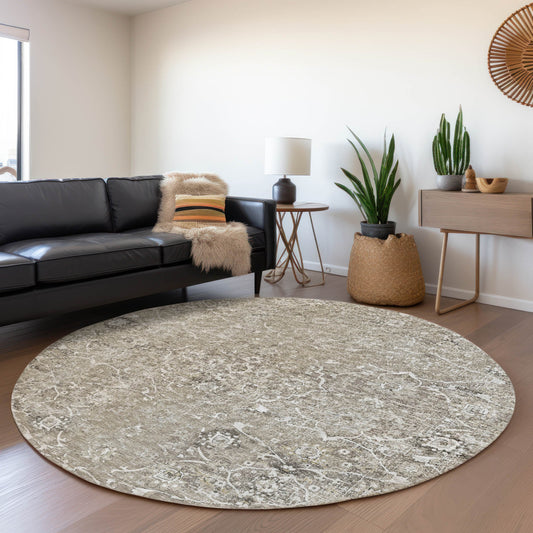 Addison Rugs Mayfield AMF92PE 8 x 8 (ft) Loomed Polyester Pebble Round Indoor Abstract Machine washable Pet Friendly Area rug