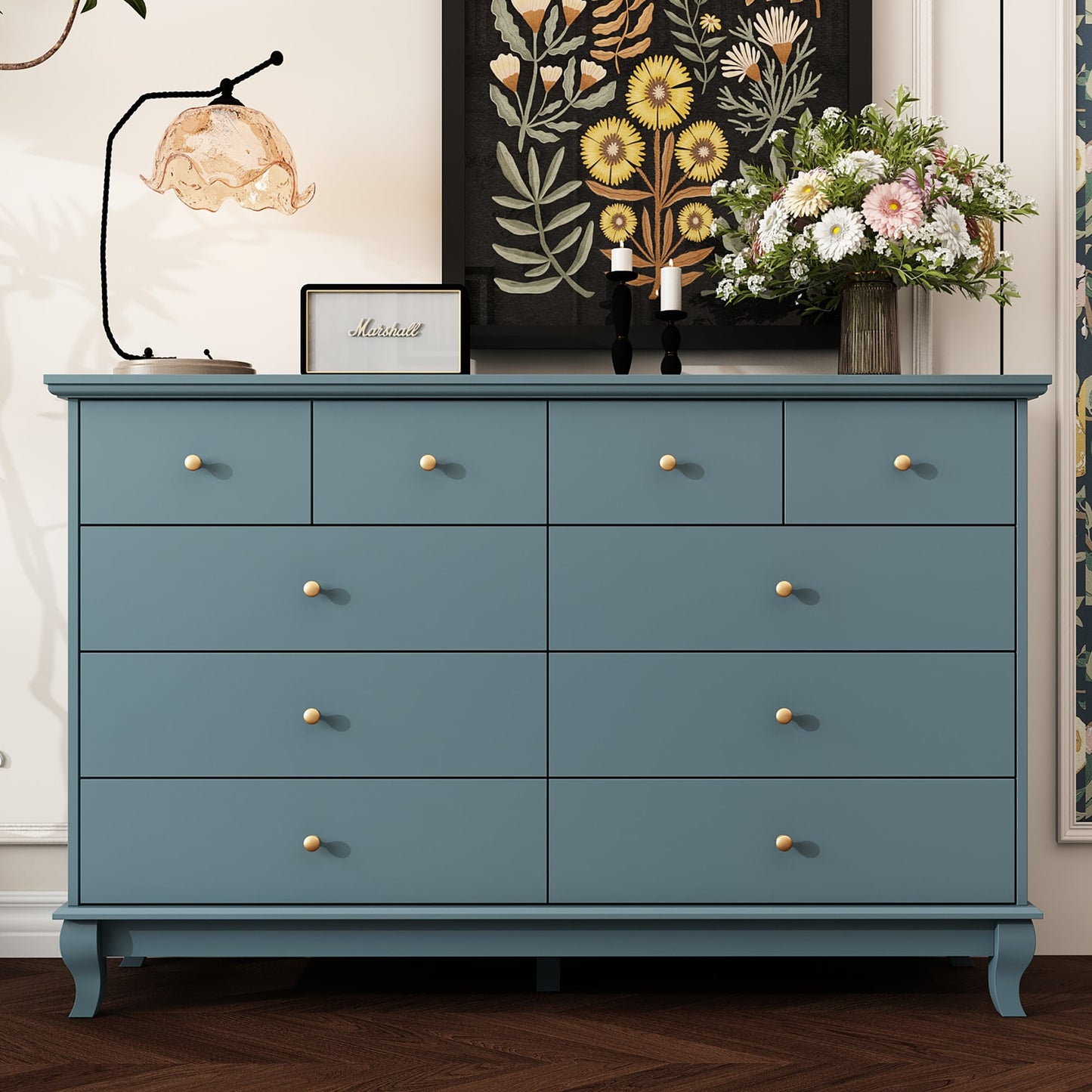 FUFU&GAGA Blue 10 -Drawer 55.1-in Standard dresser