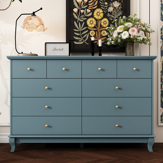 FUFU&GAGA Blue 10 -Drawer 55.1-in Standard dresser