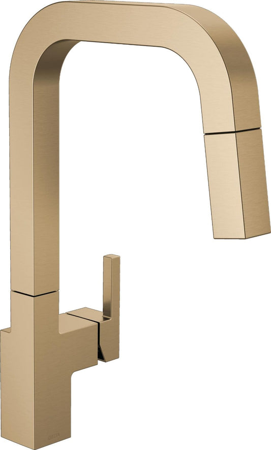 Delta Junction Champagne Bronze Single Handle Deck-mount Pull-down Kitchen Faucet with Sprayer (Includes Deck Plate)