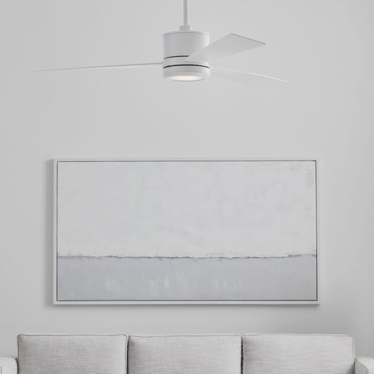Generation Lighting Vision 52-in Matte White with Matte White Blades Integrated LED Ceiling Fan With Light and Remote Included 3 -Blade