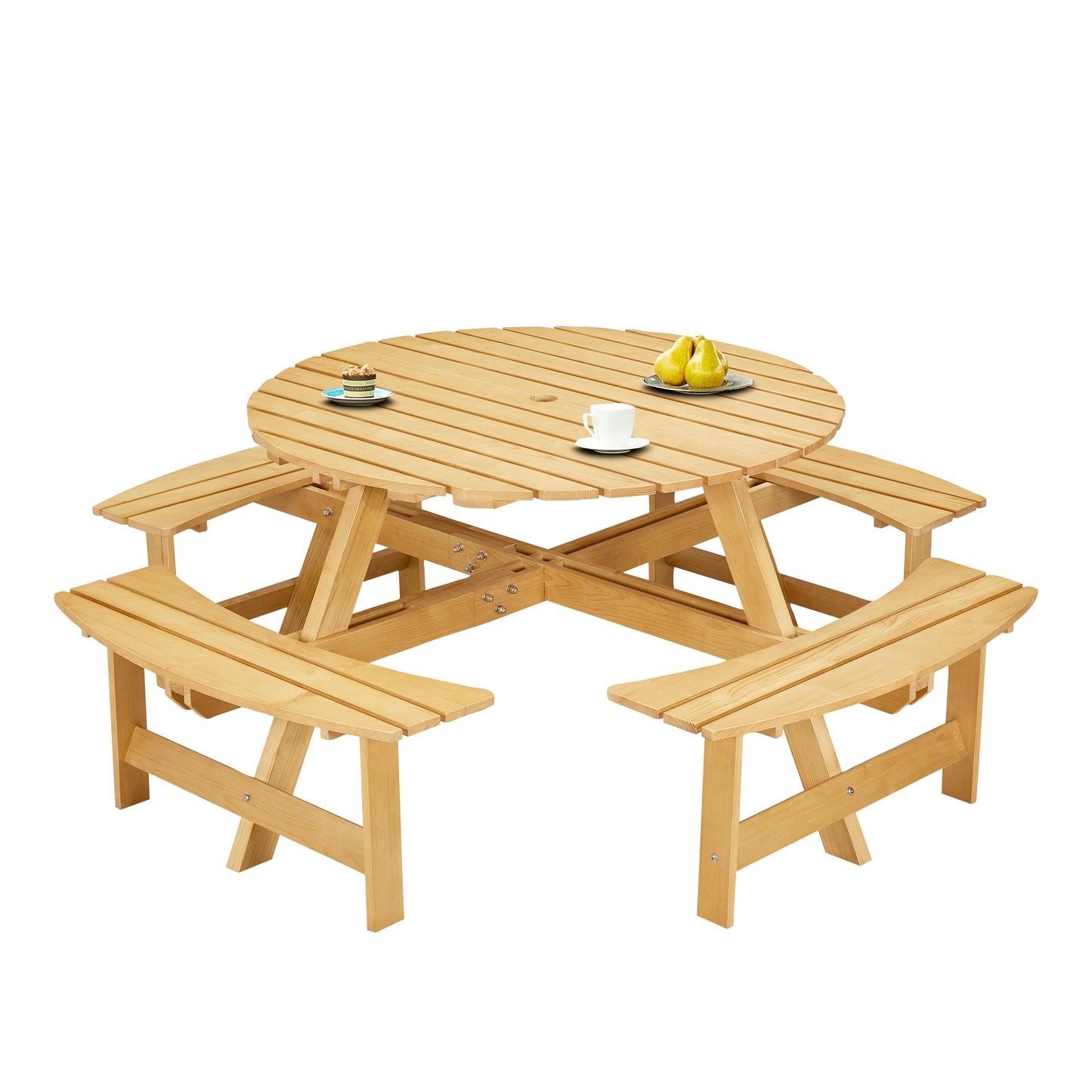 Bayfeve 43.5-in Brown wood Round Picnic Table