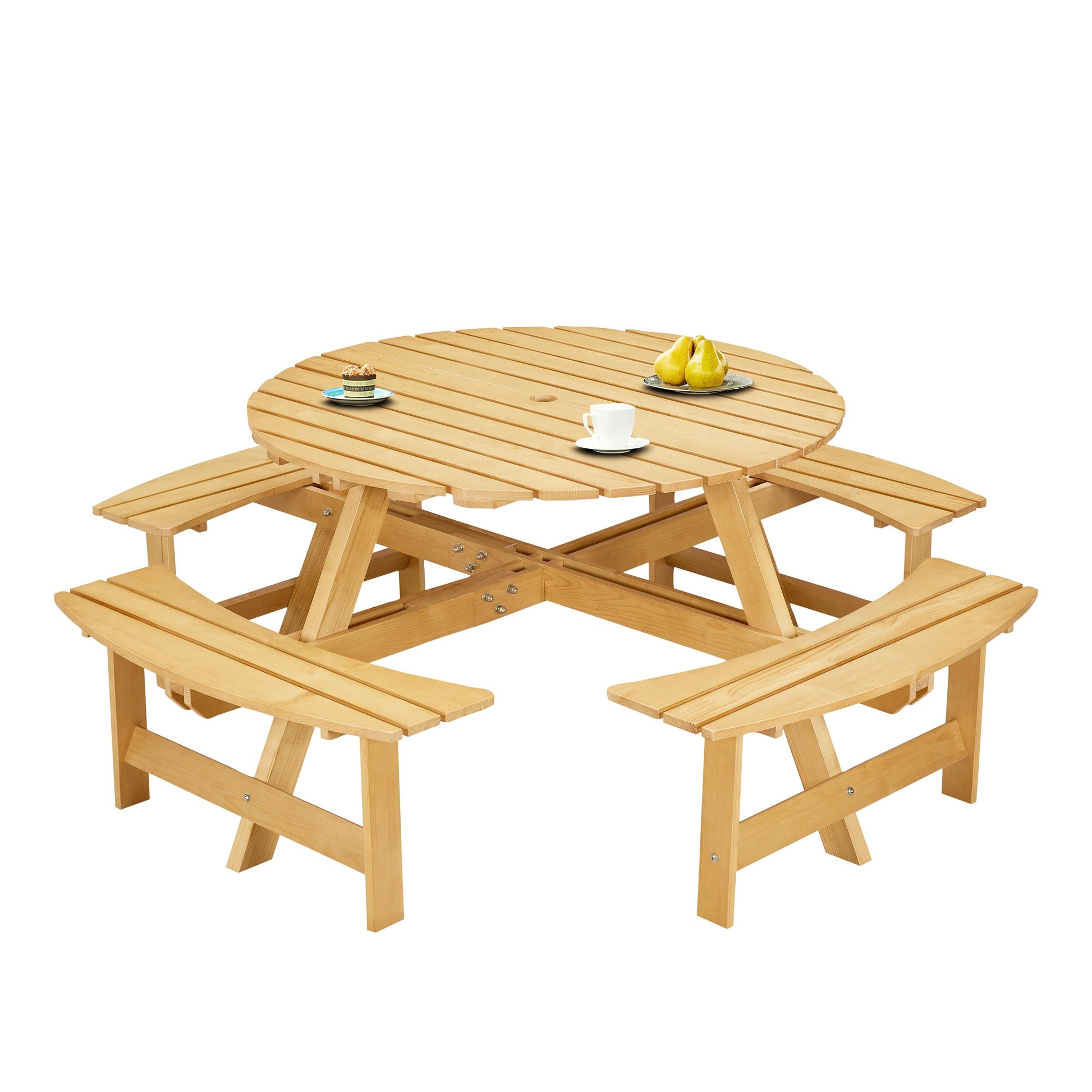 Bayfeve 43.5-in Brown wood Round Picnic Table