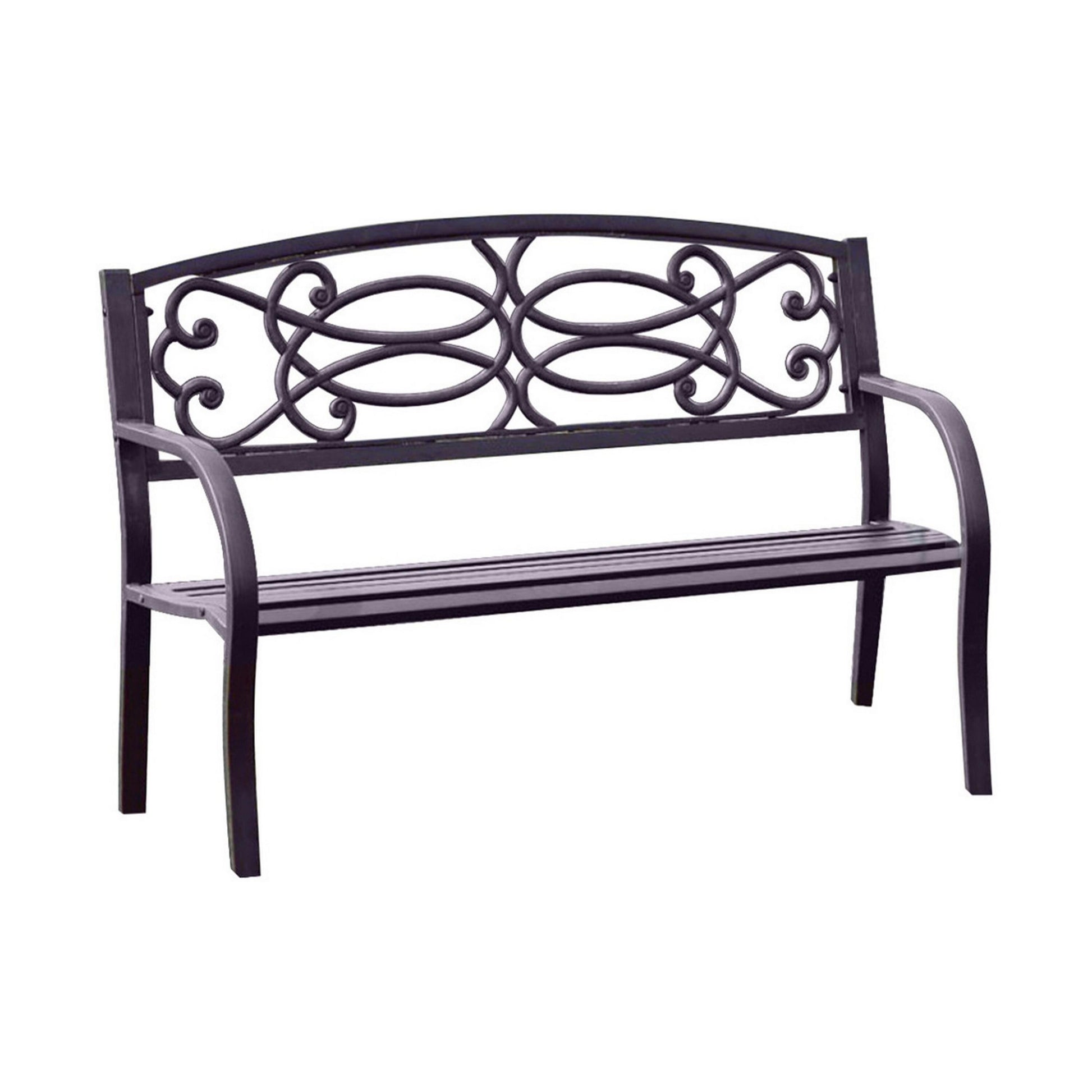 Benzara 50.4-in W x 34-in H Black Steel Garden Bench