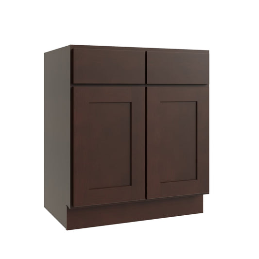 RELIABILT Parkstone 36-in W x 34.5-in H x 24-in D Espresso Birch 2 -Drawers Base Fully Assembled Plywood Cabinet Flat Panel Shaker
