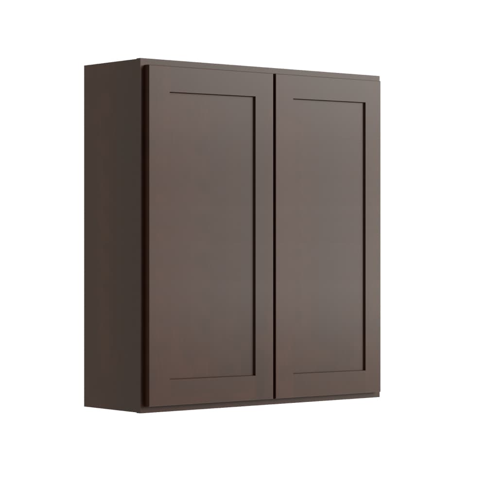 RELIABILT Parkstone 30-in W x 42-in H x 12-in D Espresso Wall Fully Assembled Plywood Cabinet Shaker