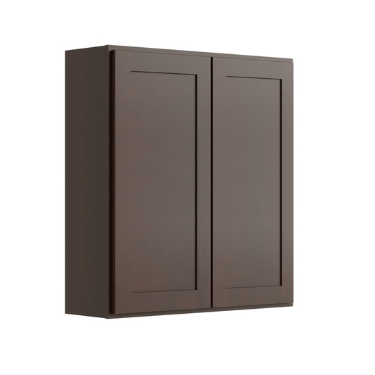 RELIABILT Parkstone 30-in W x 42-in H x 12-in D Espresso Wall Fully Assembled Plywood Cabinet Shaker