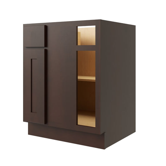 RELIABILT Parkstone 33-in W x 34.5-in H x 24-in D Espresso Blind Corner Base Fully Assembled Plywood Cabinet Flat Panel Shaker