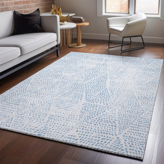 Addison Rugs Mayfield AMF591DN 9 x 12 (ft) Loomed Polyester Denim Rectangular Indoor Geometric Machine washable Pet Friendly Area rug