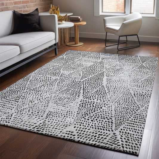 Addison Rugs Mayfield AMF591PW 9 x 12 (ft) Loomed Polyester Pewter Rectangular Indoor Geometric Machine washable Pet Friendly Area rug