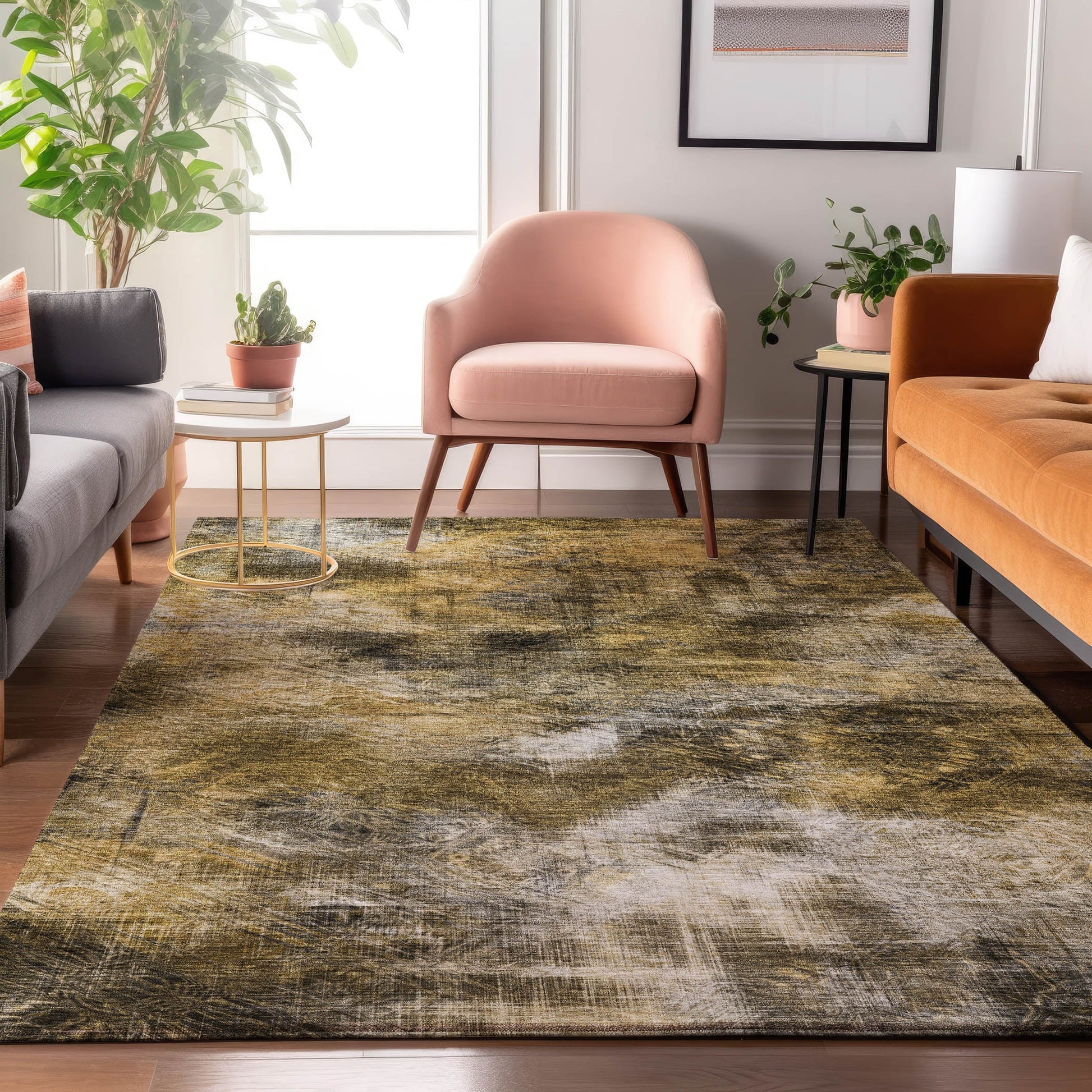 Addison Rugs Mayfield AMF596MO 9 x 12 (ft) Loomed Polyester Mocha Rectangular Indoor Geometric Machine washable Pet Friendly Area rug