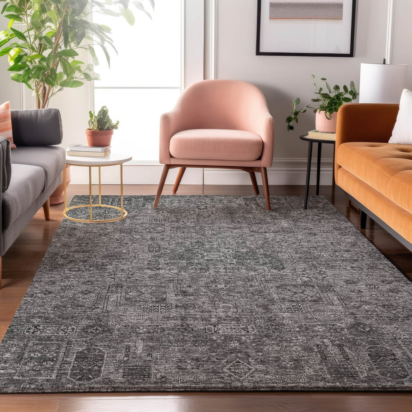 Addison Rugs Mayfield AMF611CC 9 x 12 (ft) Loomed Polyester Charcoal Rectangular Indoor Geometric Machine washable Pet Friendly Area rug