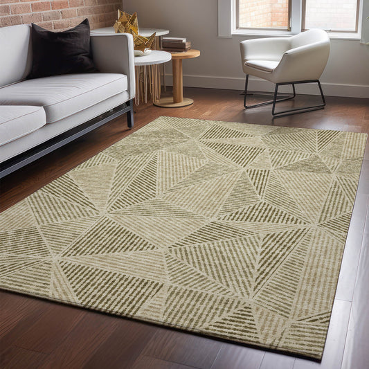 Addison Rugs Mayfield AMF618KH 10 x 14 (ft) Loomed Polyester Khaki Rectangular Indoor Geometric Machine washable Pet Friendly Area rug