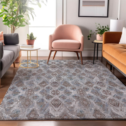 Addison Rugs Mayfield AMF622BU 8 x 10 (ft) Loomed Polyester Blue Rectangular Indoor Geometric Machine washable Pet Friendly Area rug