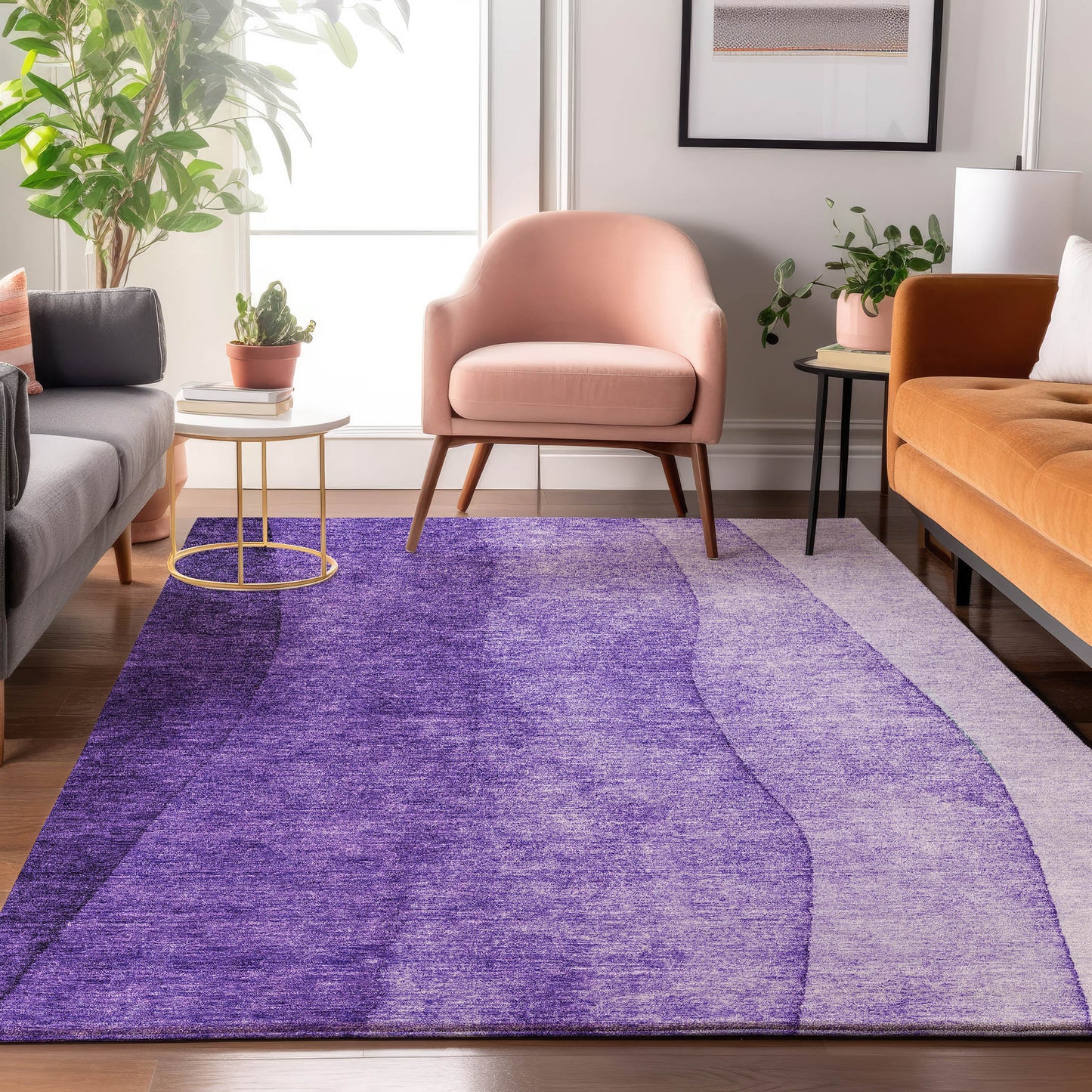 Addison Rugs Mayfield AMF625PP 9 x 12 (ft) Loomed Polyester Purple Rectangular Indoor Geometric Machine washable Pet Friendly Area rug