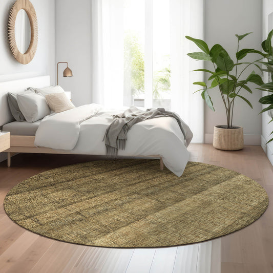 Addison Rugs Mayfield AMF629BR 8 x 8 (ft) Loomed Polyester Brown Round Indoor Geometric Machine washable Pet Friendly Area rug