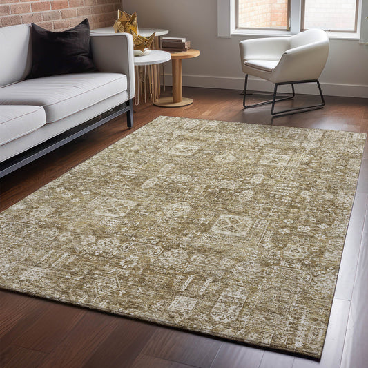 Addison Rugs Mayfield AMF637BR 8 x 10 (ft) Loomed Polyester Brown Rectangular Indoor Geometric Machine washable Pet Friendly Area rug