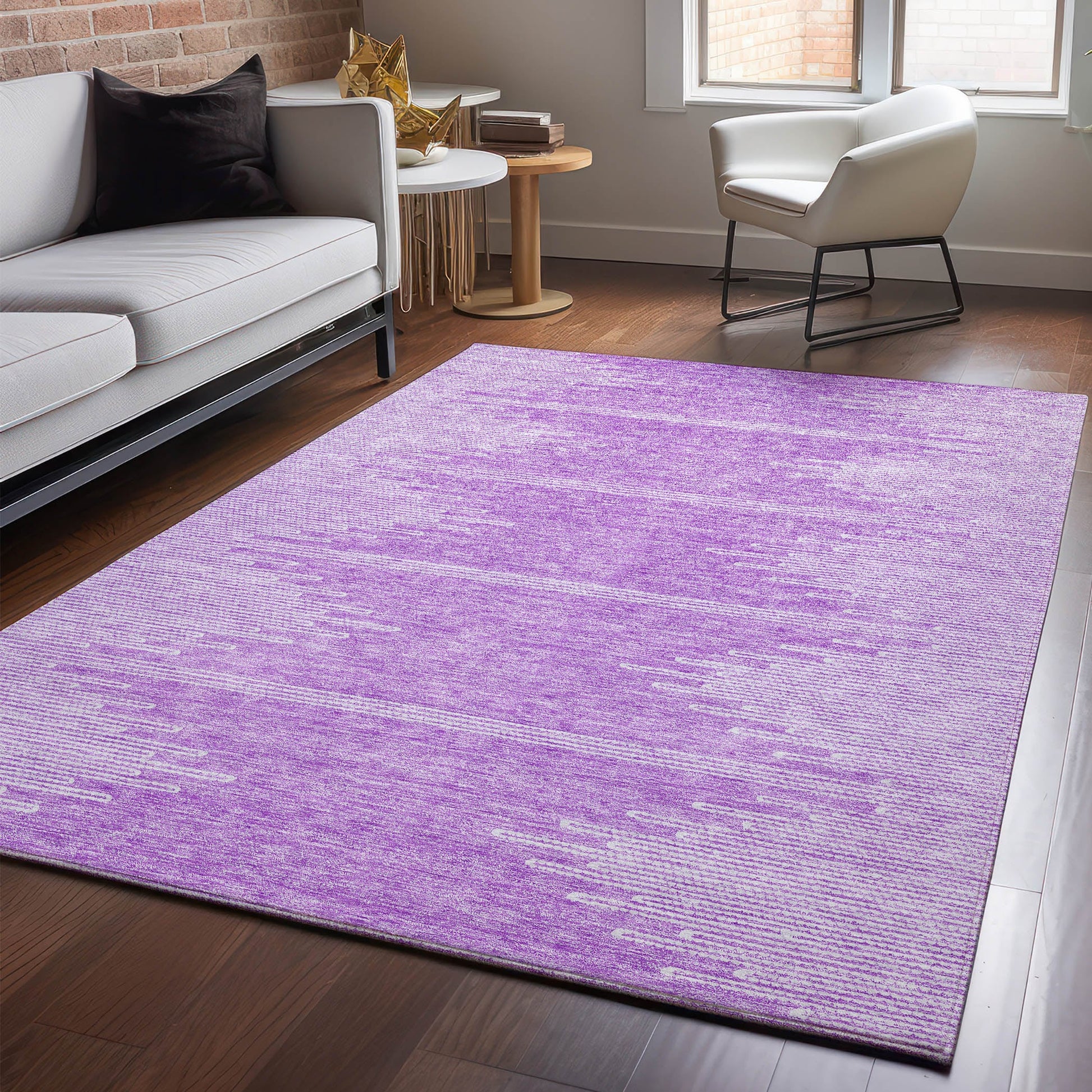 Addison Rugs Mayfield AMF647LV 9 x 12 (ft) Loomed Polyester Lavender Rectangular Indoor Geometric Machine washable Pet Friendly Area rug
