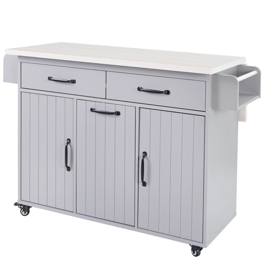 Runesay Gray MDF Base with MDF Rolling Kitchen Island ( 20.55-in x 51.06-in x 35.04-in )